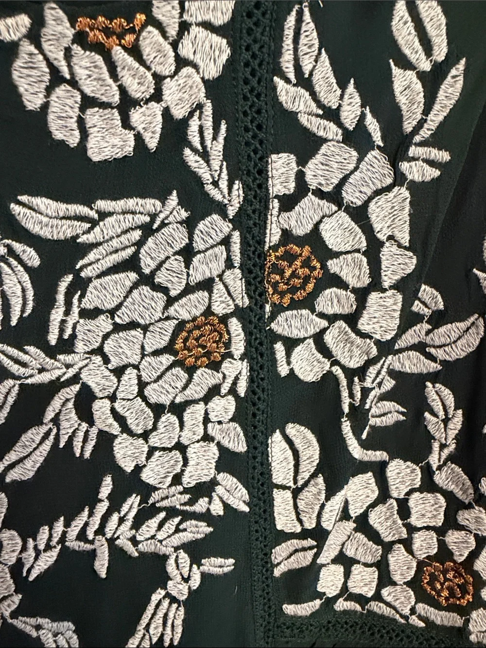 Anthropologie Embroidered Dark Teal Sleeveless Women’s Top Size M